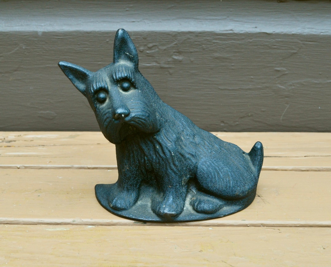 Sitting Scottie Dog Doorstop, Cast Iron Dog Door Stop, Black Dog Door