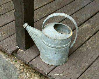 Rustic Galvanized Watering Can, Leaky Number 6 Vintage Watering Can, Garden Watering Can