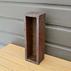 Long Rustic Wooden Box, Vintage Dark Red Wooden Storage Box, Display ...