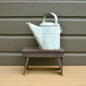 Old Wooden Bench, Antique Rustic Brown Painted Stool, Primitive Step Stool Cricket