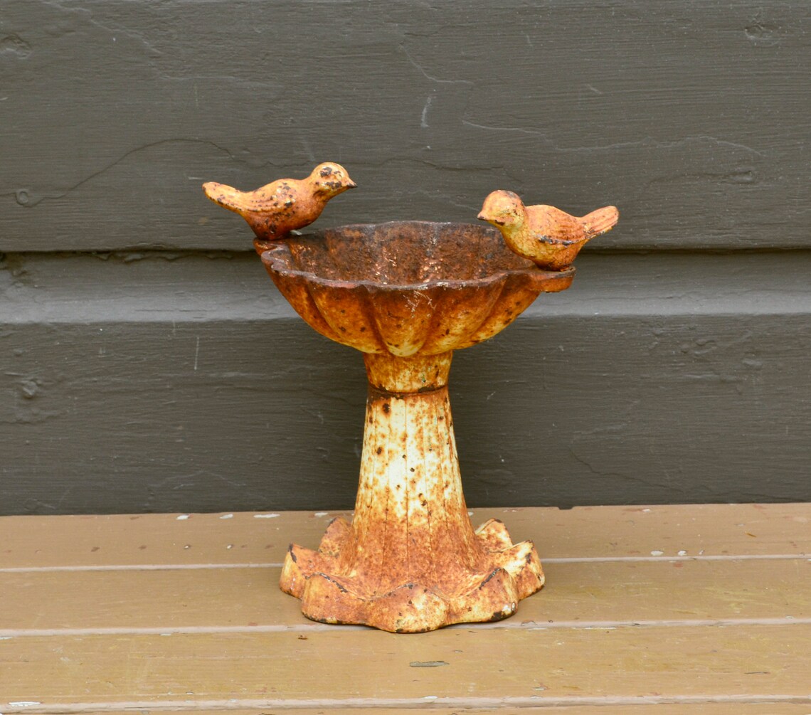 Cast Iron Bird Feeder Large Heavy Vintage Cast Iron Bird Etsy