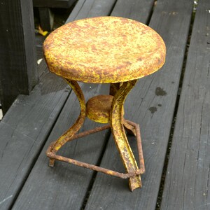 Milking Stool, Rusty Iron Milking Stool, Antique Iron Plant Stand ...