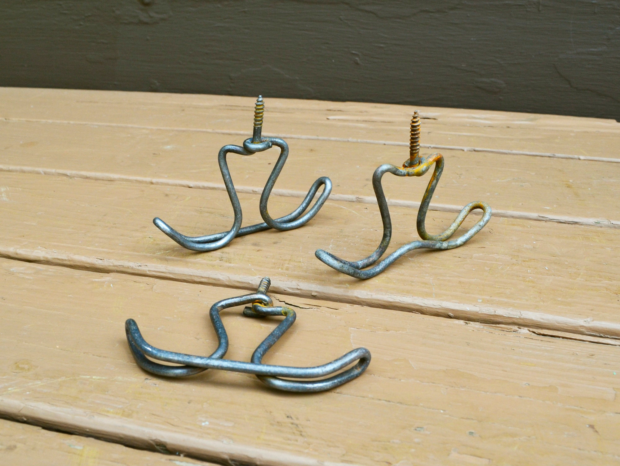Three Wire Ceiling Hooks, Under Shelf School House Coat Hooks