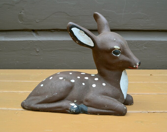 Small Concrete Deer Statue, Vintage Deer Statue, Garden Doe, Garden Art Etsy