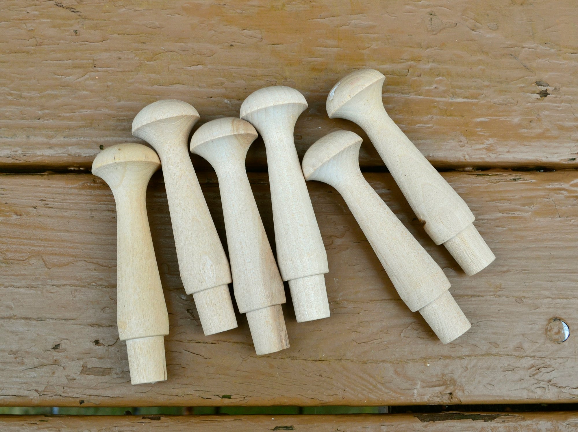 6 Unfinished Wooden Pegs, Set of 6 Shaker Pegs, Peg Rail Pegs 