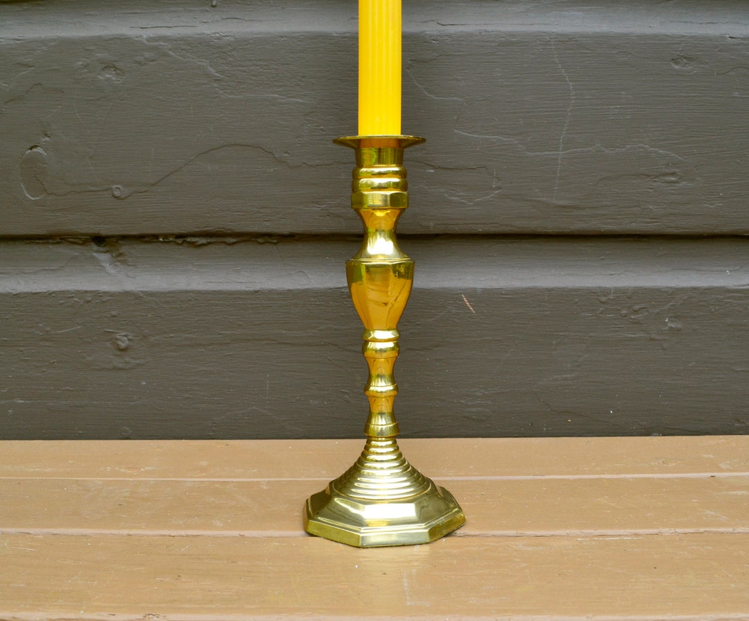 8 Tall Brass Candlestick, Vintage Brass Candle Holder, Tall Candle