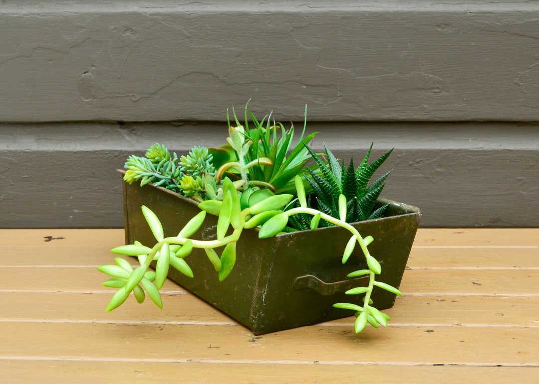 Metal Drawer Box, Vintage Metal Storage Box, Planter Box, Industrial