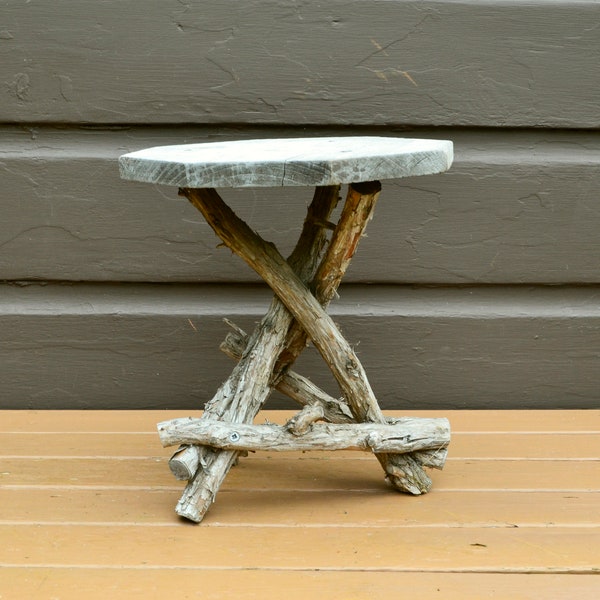 Vintage Twig Table, Rustic Twig Table Plant Stand, ADK Stand