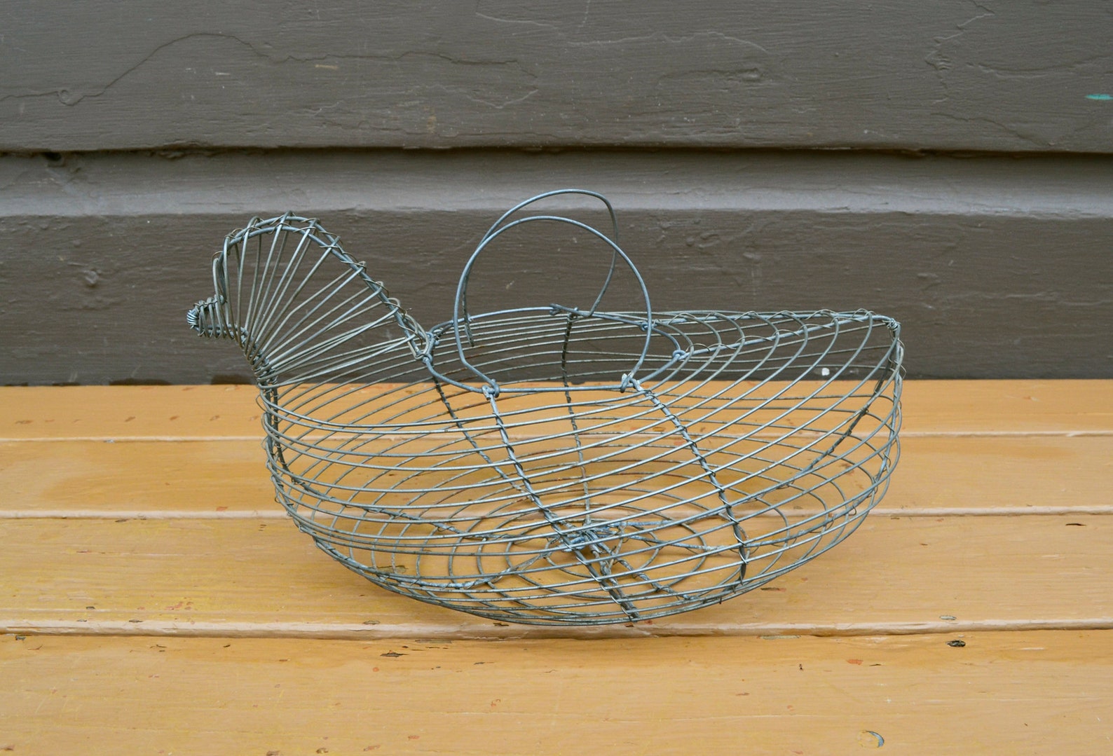 Wire Chicken Egg Basket Vintage Egg Gathering Basket Chicken Etsy