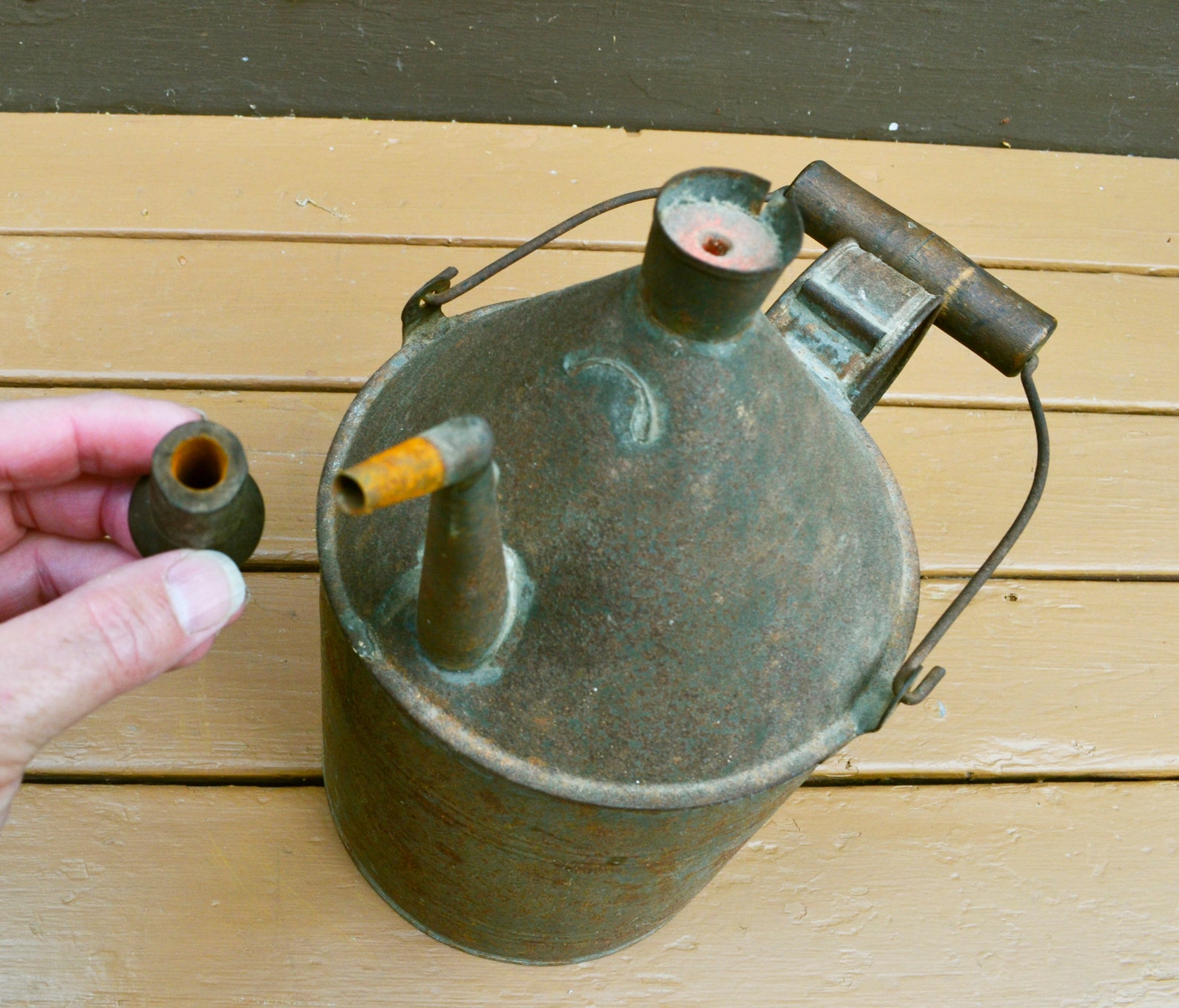 Tin Oil Lamp Pitcher Antique Oil Lamp Filler Can Etsy