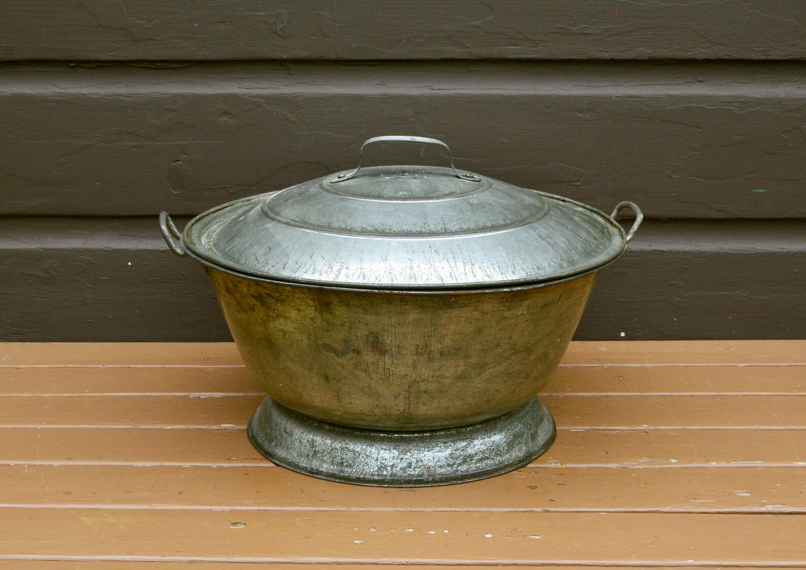 Tin Dough Bowl Antique Dough Rising Bowl Large Covered Bread Etsy