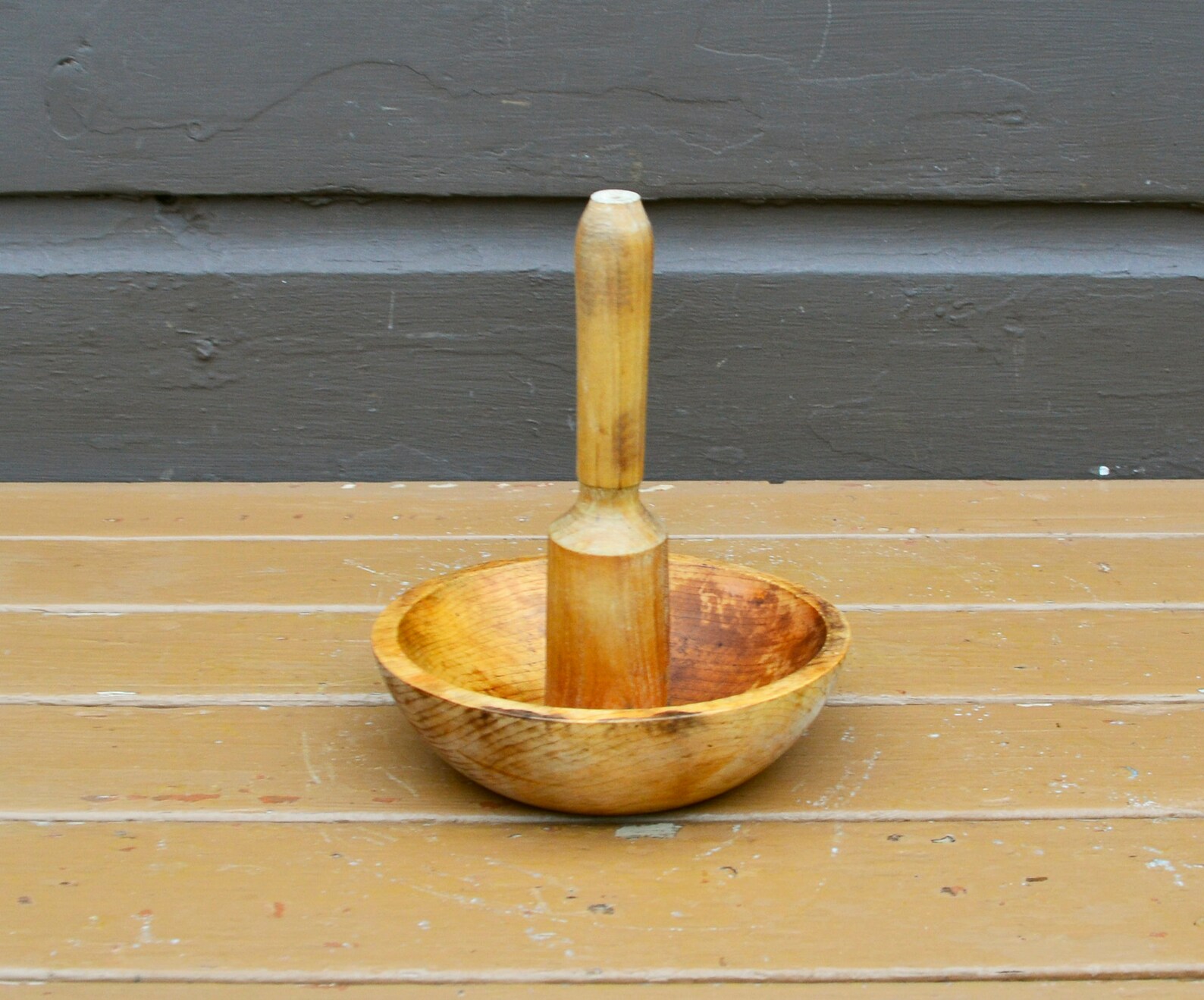 Wooden Mashing Bowl & Masher Vintage Maple Wooden Bowl Etsy