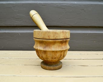 Turned Wood Mortar and Pestle, Antique Mortar and Pestle