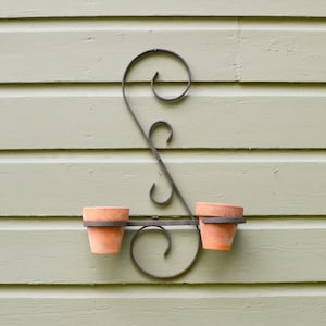 Vintage Iron Plant Sconce, Wrought Iron Double Flower Pot Hanger, Plant Ring