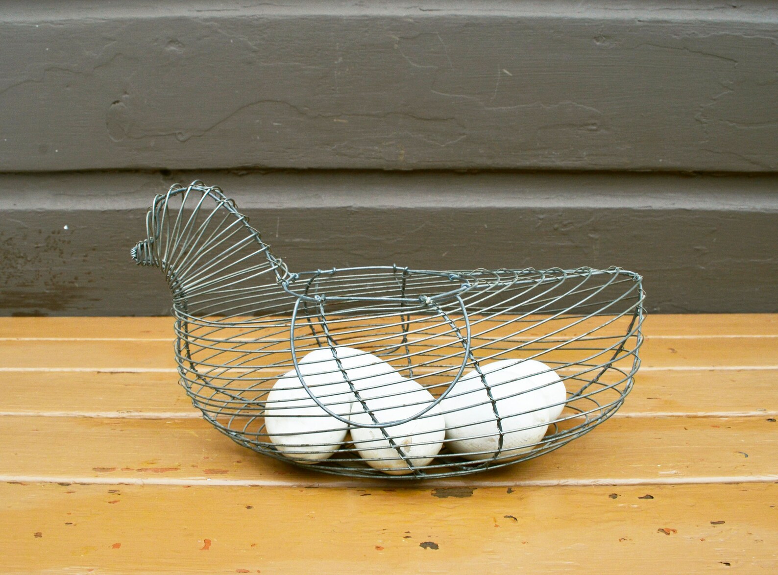 Wire Chicken Egg Basket Vintage Egg Gathering Basket Chicken Etsy