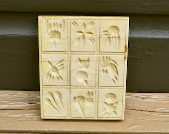 Wooden Maple Sugar or Butter Press Mold, Vintage Animal Butter Molds, Carved Primitive