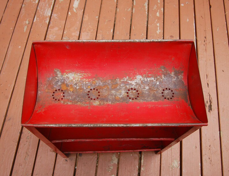 Antique Red Metal Vegetable Bin Pantry Veggie and Fruit Bin Etsy