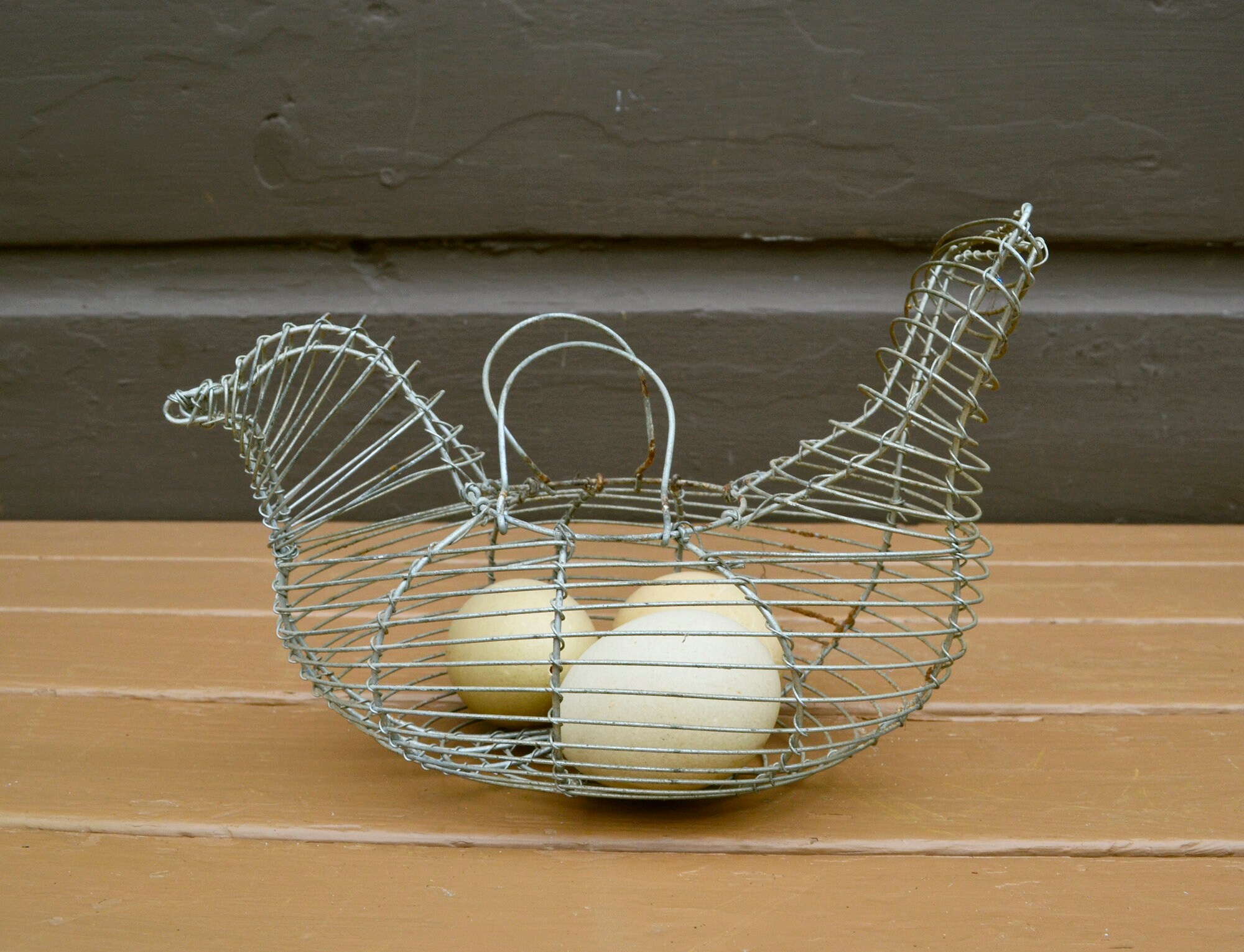 Wire Chicken Egg Basket Vintage Wire Basket Egg Gathering 