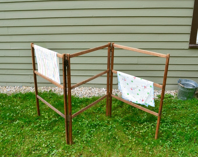 Wooden Drying Rack, Antique Folding Drying Rack, Laundry Room Drying