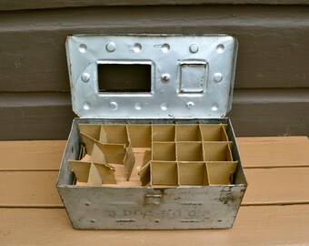 Rare Egg Box, Antique Tin Egg Box, 3 Dozen Egg Delivery Box, Old Rustic Egg Box