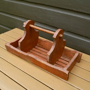 Wooden Work Box, Old Gathering Box, Garden Caddy, Farm Table Box, Wood Basket