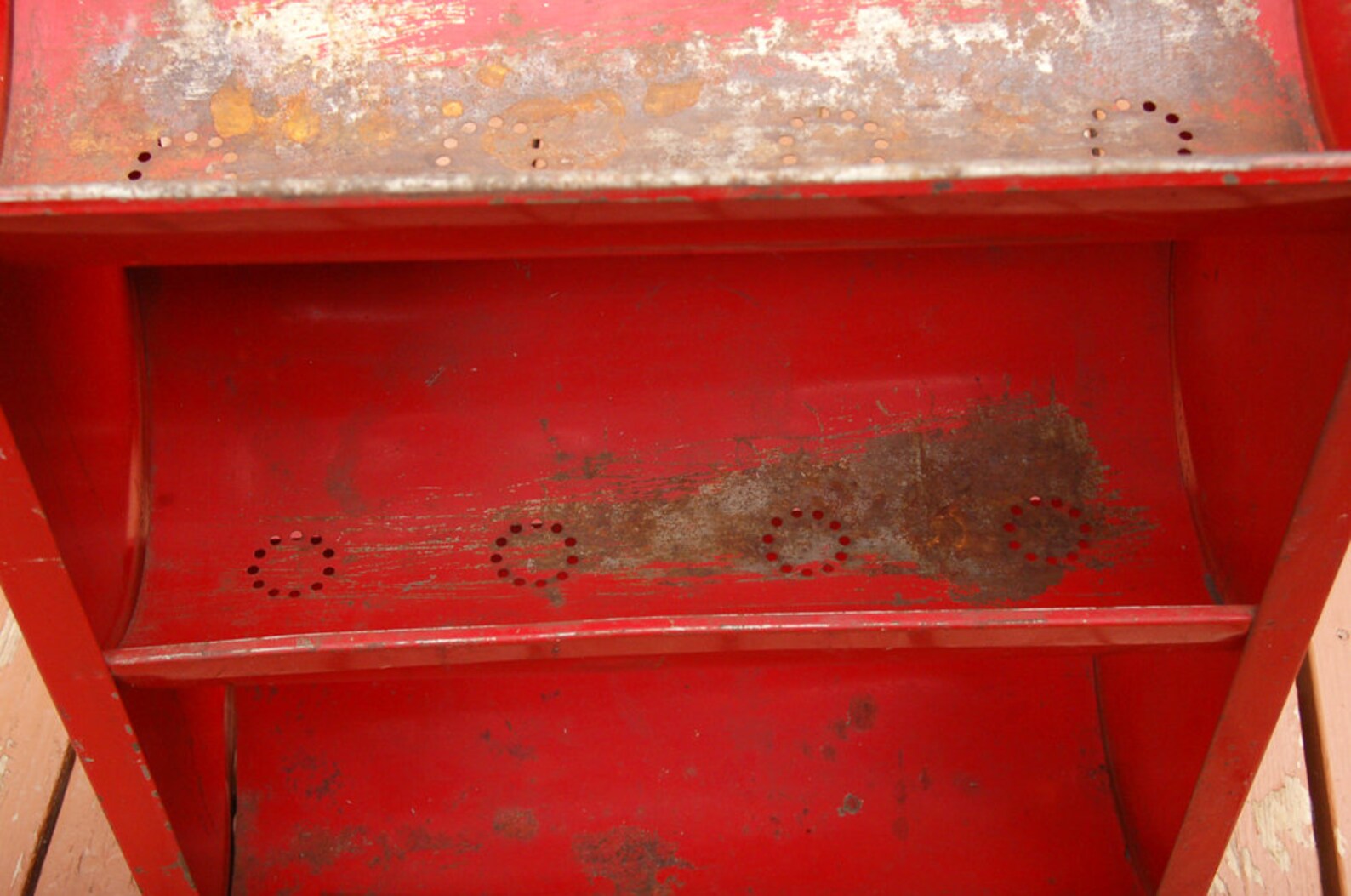 Antique Red Metal Vegetable Bin Pantry Veggie and Fruit Bin Etsy