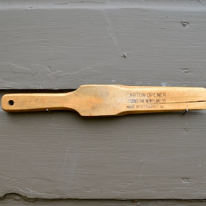 Primitive Carton Opener, Antique Wooden Lye Soap Carton Opener, Lycons The New Flake Lye