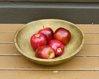 Antique Munising Dough Bowl, Primitive Cracked Wood Bowl, 13" Maple Bowl