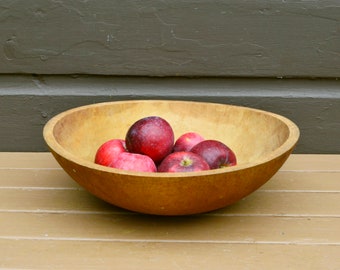 Beautiful Wooden Bowl, Antique 15 1/2" Wooden Bowl, Seasoned Maple Bowl,