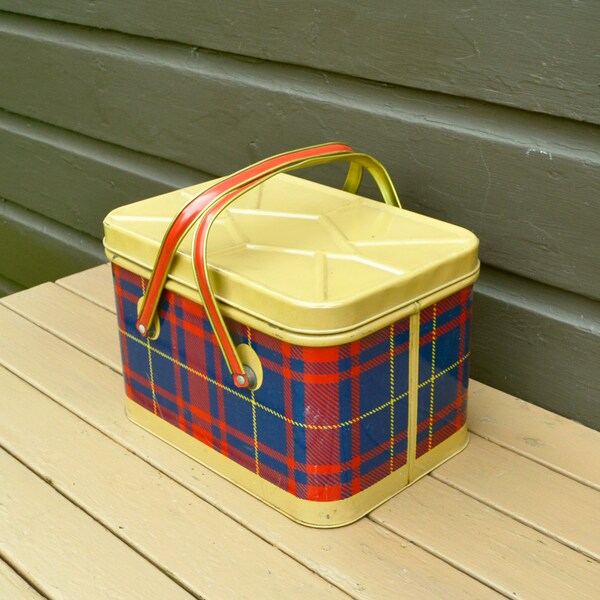 Plaid Picnic Basket Etsy