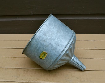 Old Galvanized Funnel, Vintage Galvanized Metal Tractor Funnel, Lamp Funnel