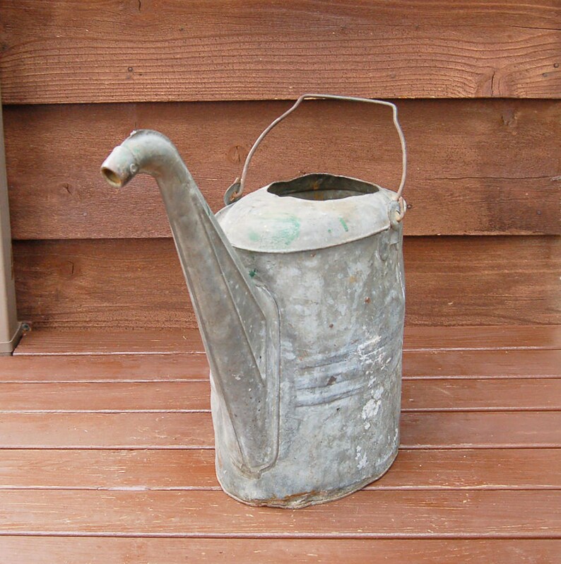 Large Galvanized Watering Can Vintage Goose Neck Watering Etsy