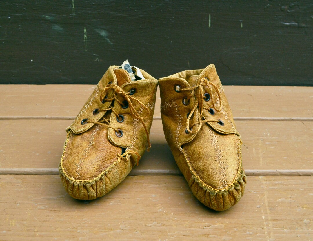 Old Leather Baby Shoes, Vintage Little Moccasin Baby Shoes - Etsy