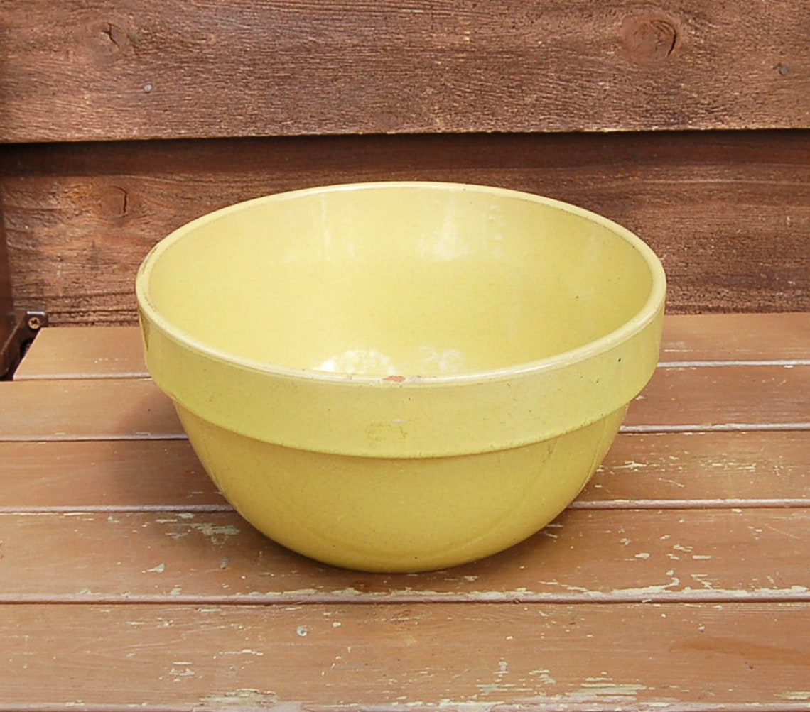 Yellow Glazed Redware Bowl Antique Yellow Mixing Bowl Etsy