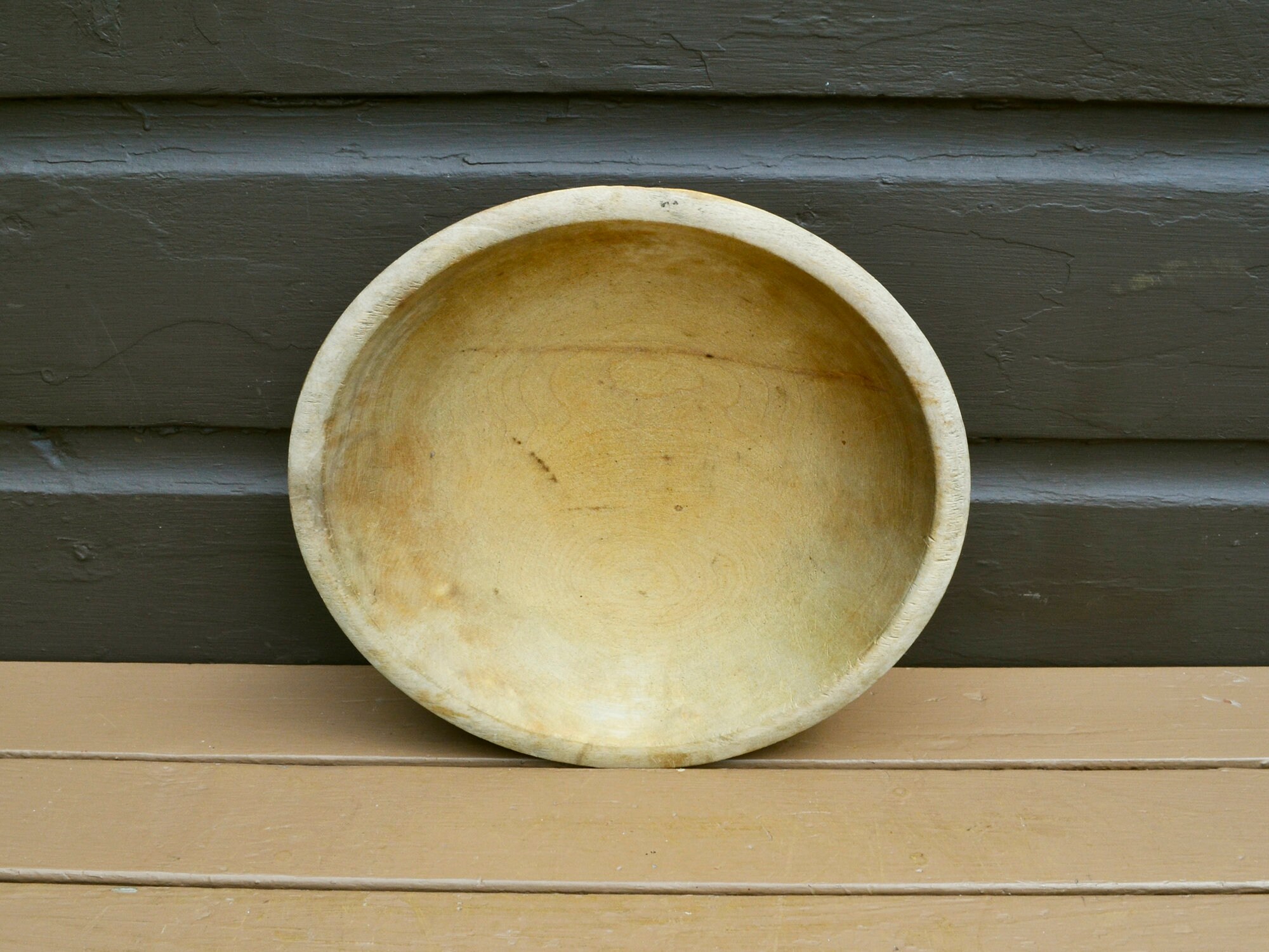 Antique Collared Maple Bowl Old Wooden Bowl Heavy Wood Dough Etsy