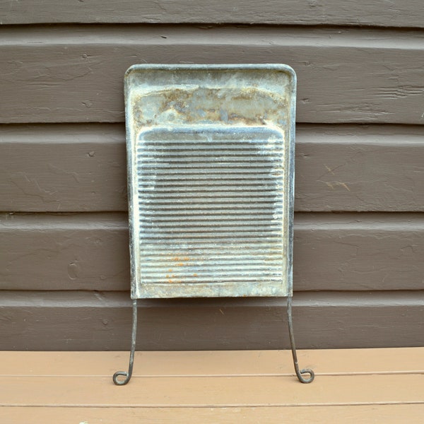 Antique Washboard, Metal Galvanized Scrub Board Washboard, Laundry Wash Board