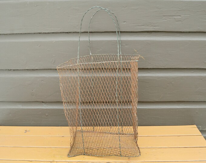 Fine Wire Basket, Vintage Wire Shopping Basket, Tall Wire Basket, Etsy