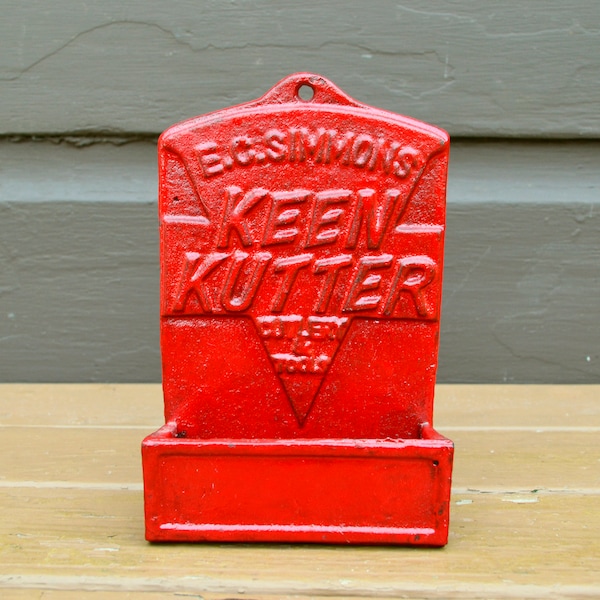 Cast Iron Match Holder, Antique Keen Kutter Wall Box, Red Cast Iron Match Safe