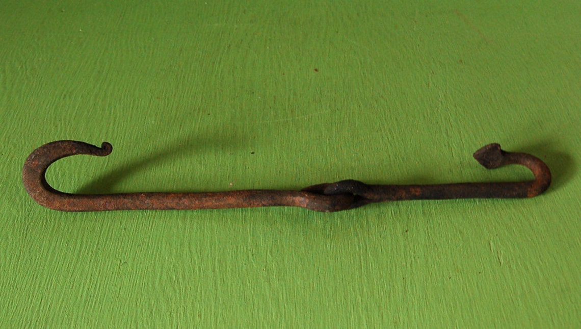 Antique Wrought Iron Fireplace Crane Hook Hearth Trammel Etsy