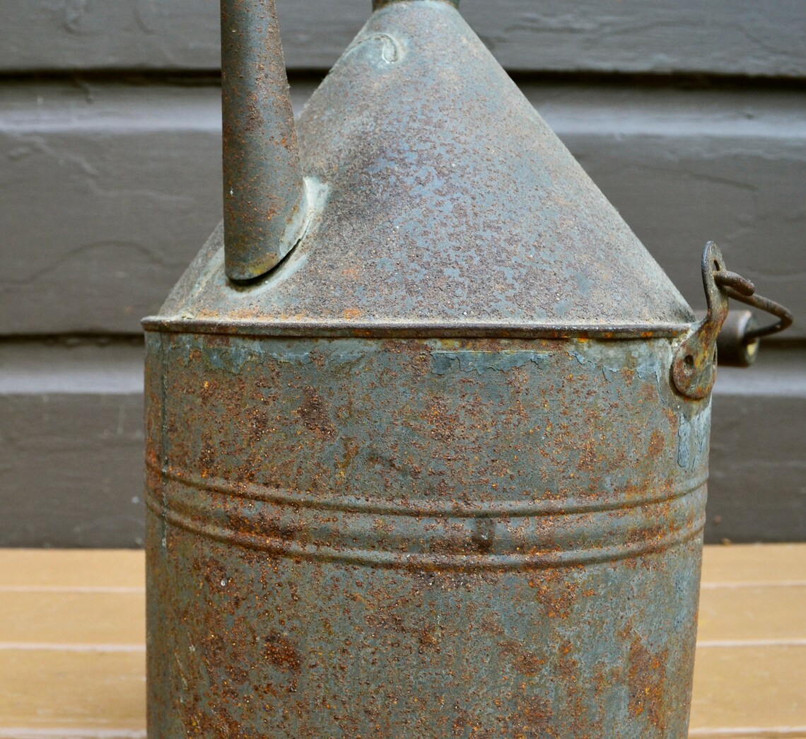Tin Oil Lamp Pitcher Antique Oil Lamp Filler Can Etsy