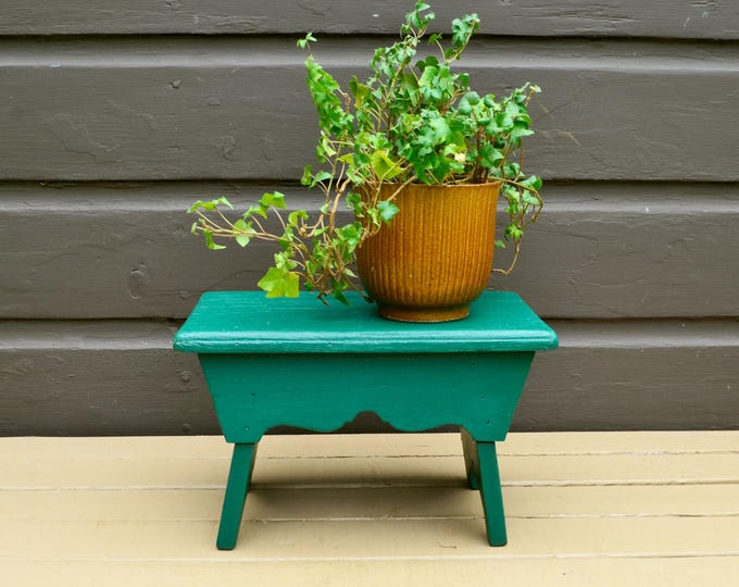 Wood Bench, Vintage Wooden Step Stool, Dark Green Painted Stool - Etsy