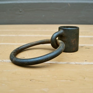 Iron Harness Ring Hitch, Vintage Primitive Hitching Post Hardware, Post Ring