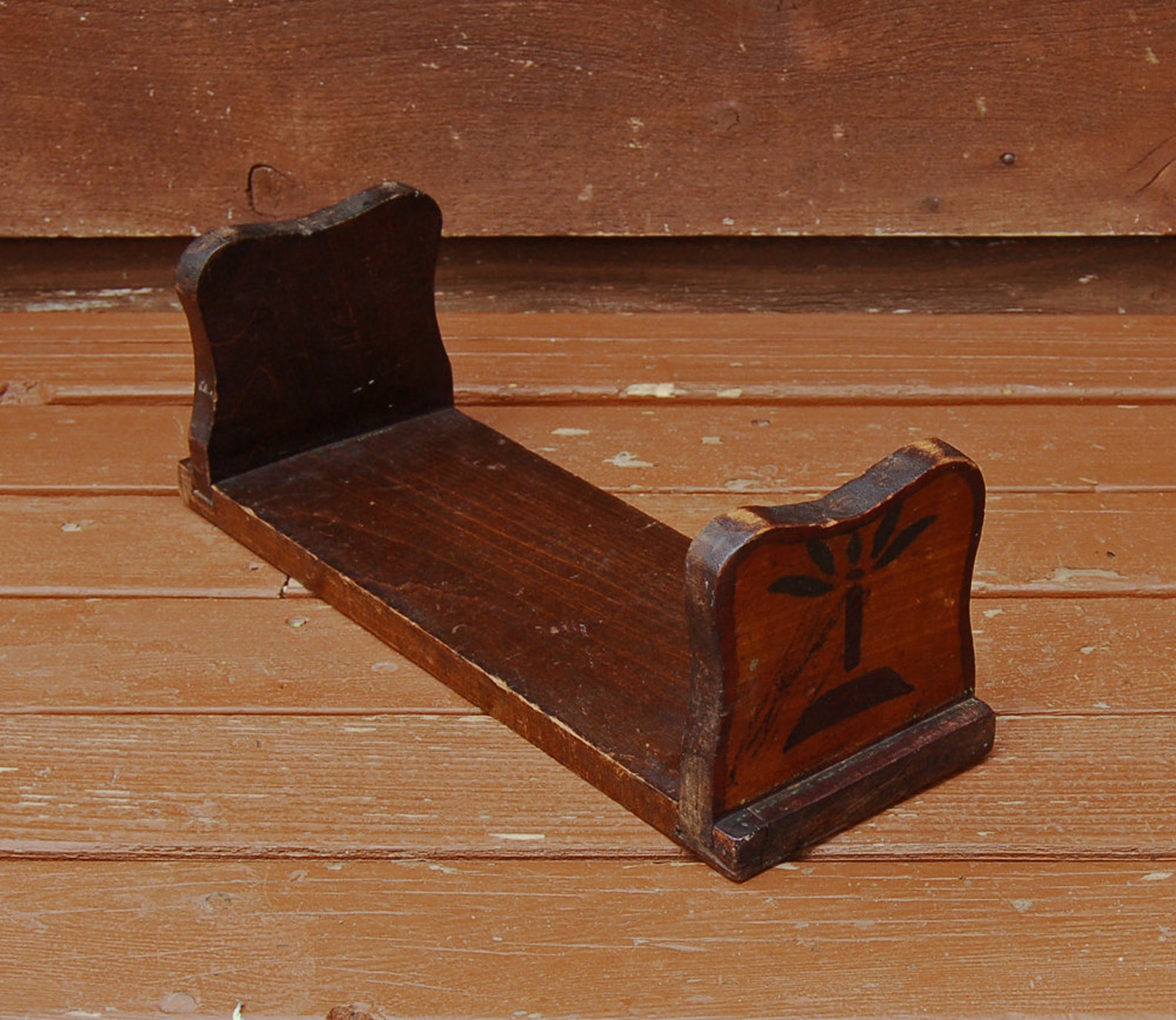 Primitive Wooden Book Holder Vintage Wood Book Shelf Folk Etsy