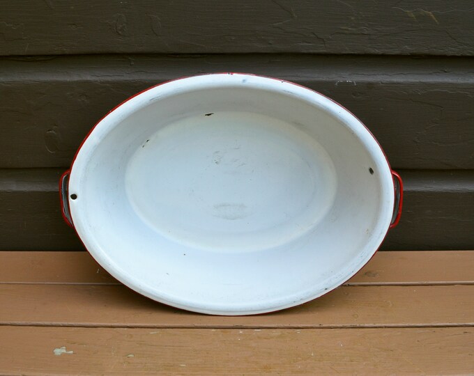18 Oval Enamel Tub, Vintage Enamelware Basin, White Oval Baby Bath Etsy