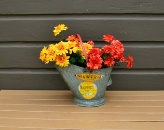 Galvanized Coal Bucket, Vintage Steel Ash Bucket, Savory Coal Scuttle