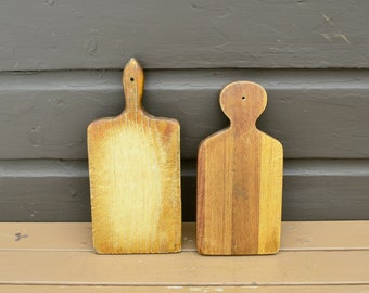 Wooden Cutting Board Collection, Vintage Cheese and Bread Serving Boards, 2 Wood Table Boards