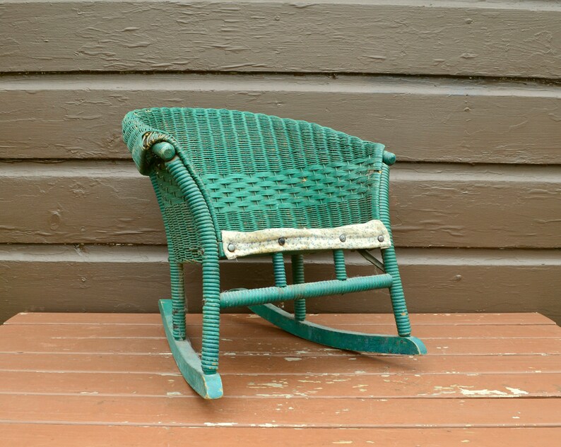 Wicker Child's Rocking Chair Vintage Wicker Child's Etsy