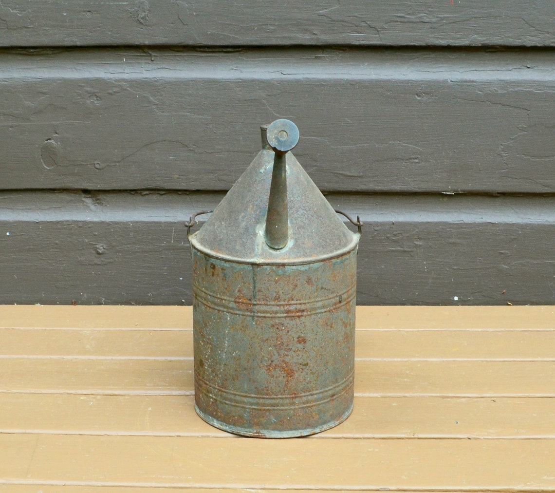 Tin Oil Lamp Pitcher Antique Oil Lamp Filler Can Etsy