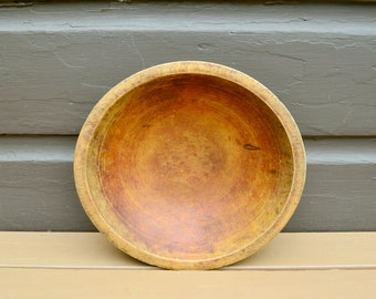 Antique Dough Bowl, 11 1/4 Inch Maple Bowl, Primitive Wood Bowl