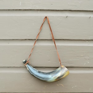 Vintage Powder Horn, Decorative Carved Horn,